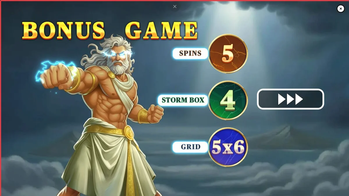 Tampilan antarmuka mobile slot Pots of Power: Zeus dengan latar belakang Olympus